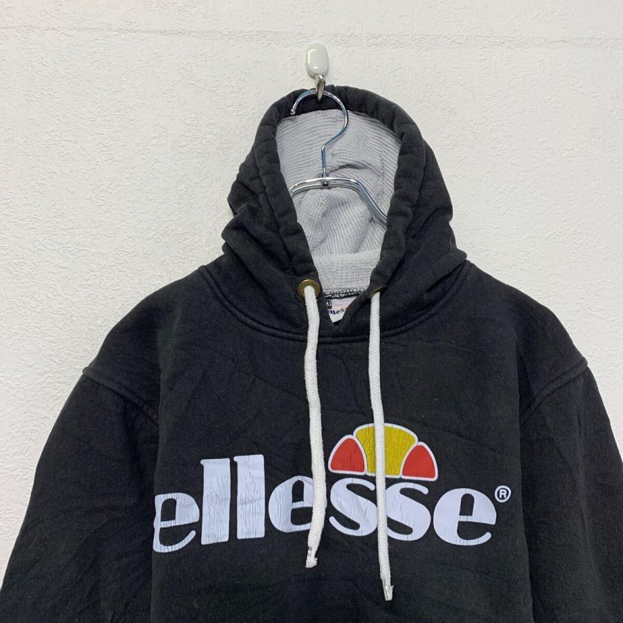 ellesseプリント スウェット パーカー エレッセ M ブラック 裏起毛 