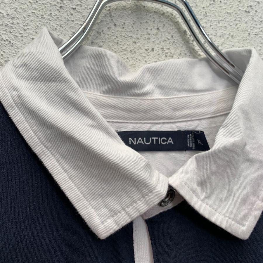 NAUTICA 半袖 ラガーシャツ XL ネイビー レッド ノーティカ ポロシャツ