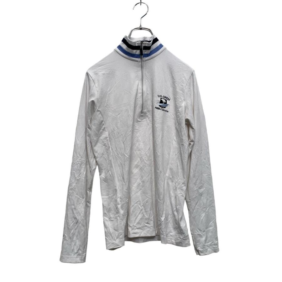 POLO GOLF RALPH LAUREN 長袖 ハーフジップ ロゴTシャツ S ホワイト 