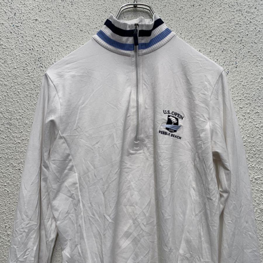 POLO GOLF RALPH LAUREN 長袖 ハーフジップ ロゴTシャツ S ホワイト 