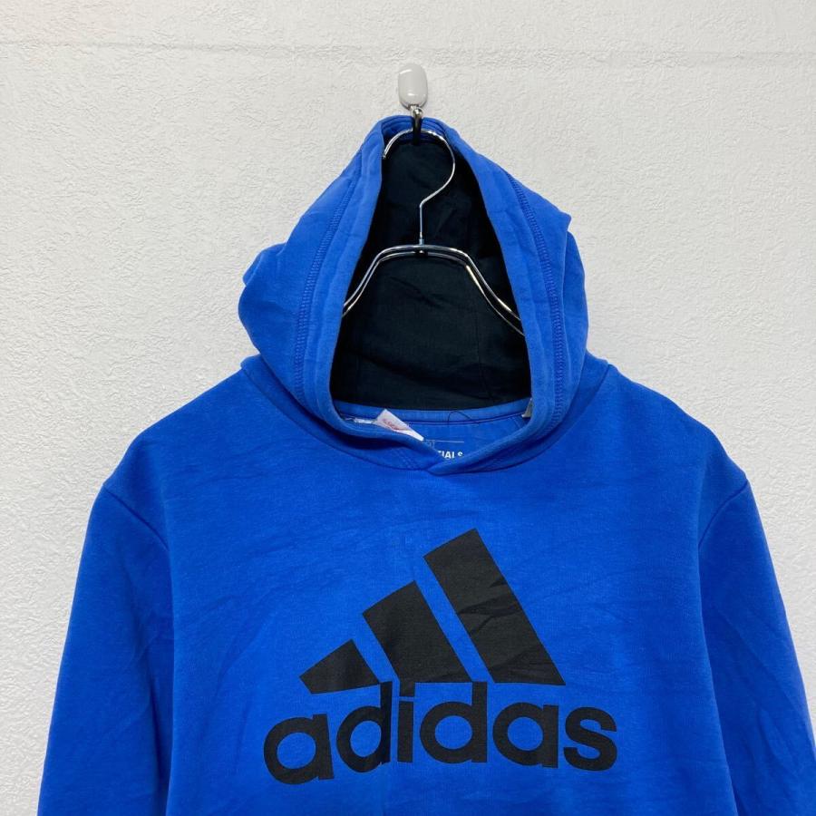 adidas ロゴ スウェット パーカー アディダス M ブルー キッズ 裏起毛