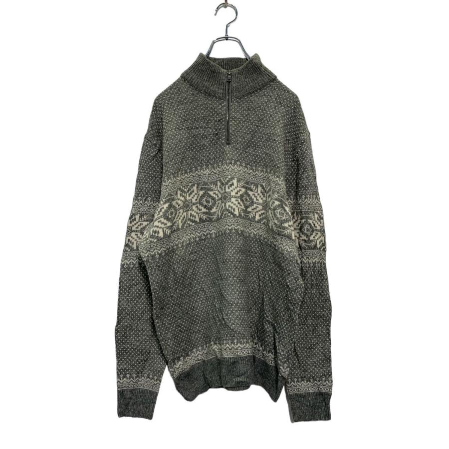 next ウール混紡 ハーフジップ ノルディック柄 ニット セーター L