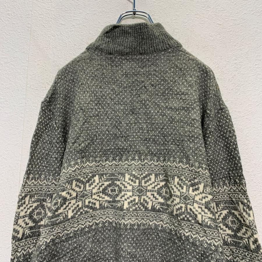 next ウール混紡 ハーフジップ ノルディック柄 ニット セーター L