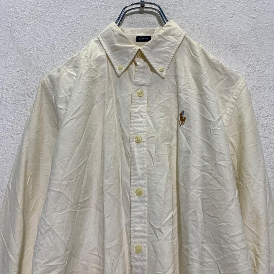 RALPH LAUREN 長袖 無地シャツ S オフホワイト ラルフローレン ボタン