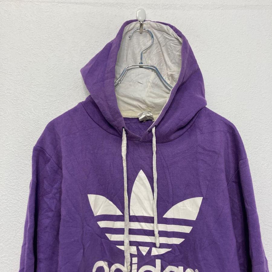 adidas プリント スウェット パーカー アディダス L~ パープル 古着卸