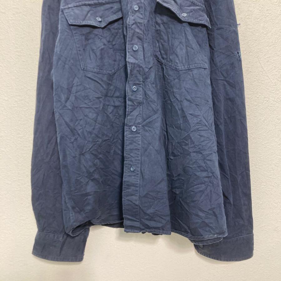 Eddie Bauer 長袖 無地シャツ 2XL ネイビー エディーバウアー ビッグ