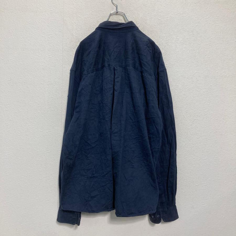 Eddie Bauer 長袖 無地シャツ 2XL ネイビー エディーバウアー ビッグ 