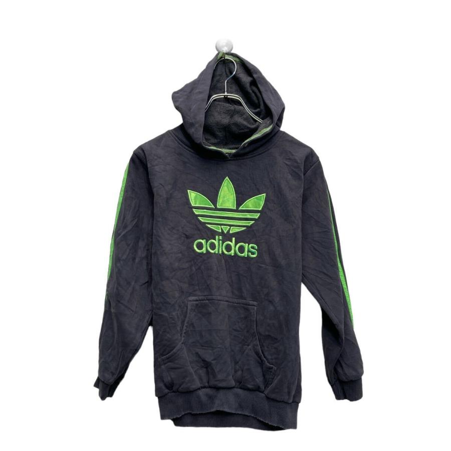 adidas ロゴ スウェット パーカー アディダス キッズ 170 グレー 古着 