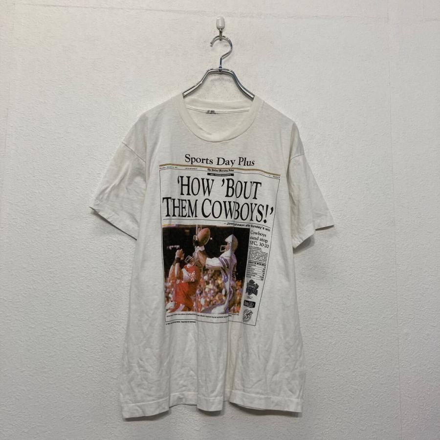 半袖 プリント Tシャツ XL ホワイト 新聞 アメフト 90s クルーネック