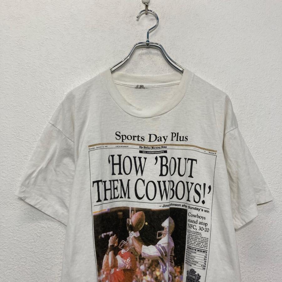 半袖 プリント Tシャツ XL ホワイト 新聞 アメフト 90s クルーネック