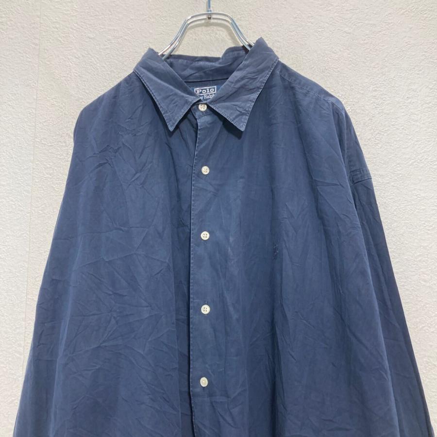 【未使用品】ポロラルフローレン　 長袖ポロシャツ 綿　ネイビー系　サイズL Polo Ralph Lauren 長袖 無地シャツ 2XL ネイビーラルフローレン
