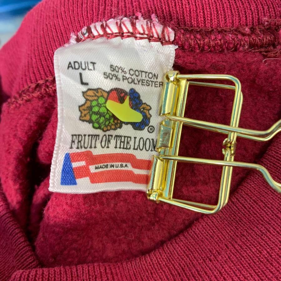 FRUIT OF THE LOOM プリントスウェット トレーナー L バーガンディ