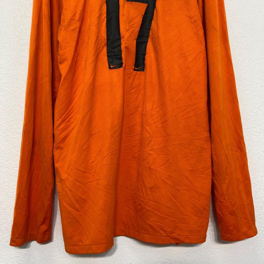 NIKE 長袖 プリント Tシャツ L オレンジ スポーツウェア ゲームシャツ