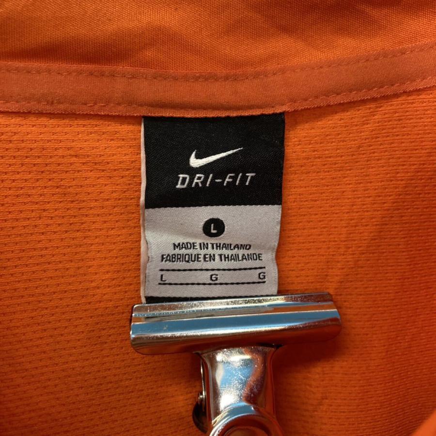 Nike DRI-FIT オレンジ ストライプ シャツ NIKE 長袖 プリント Tシャツ L オレンジ スポーツウェア ゲームシャツ
