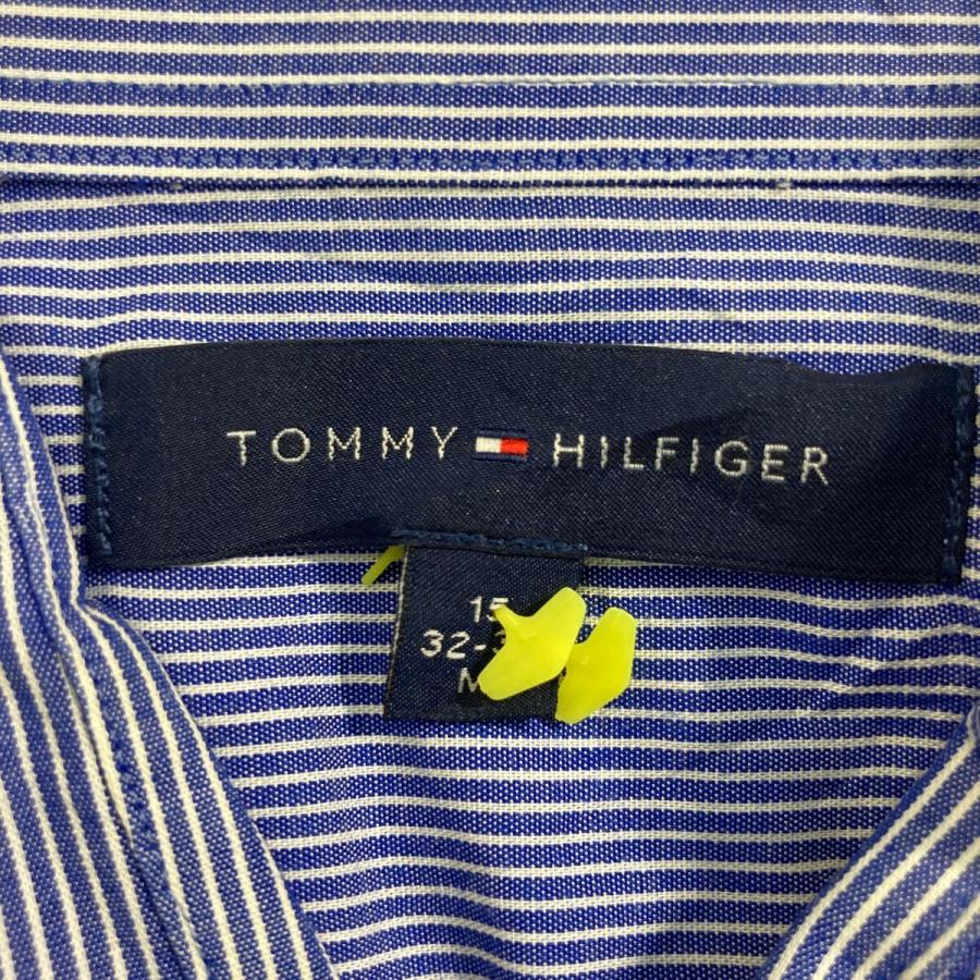 【大幅セール中】トミーヒルフィガー　長袖シャツ　ストライプ　ブルー　L 古着 TOMMY トミーヒルフィガー ストライプシャツ 長袖シャツ 表記：L