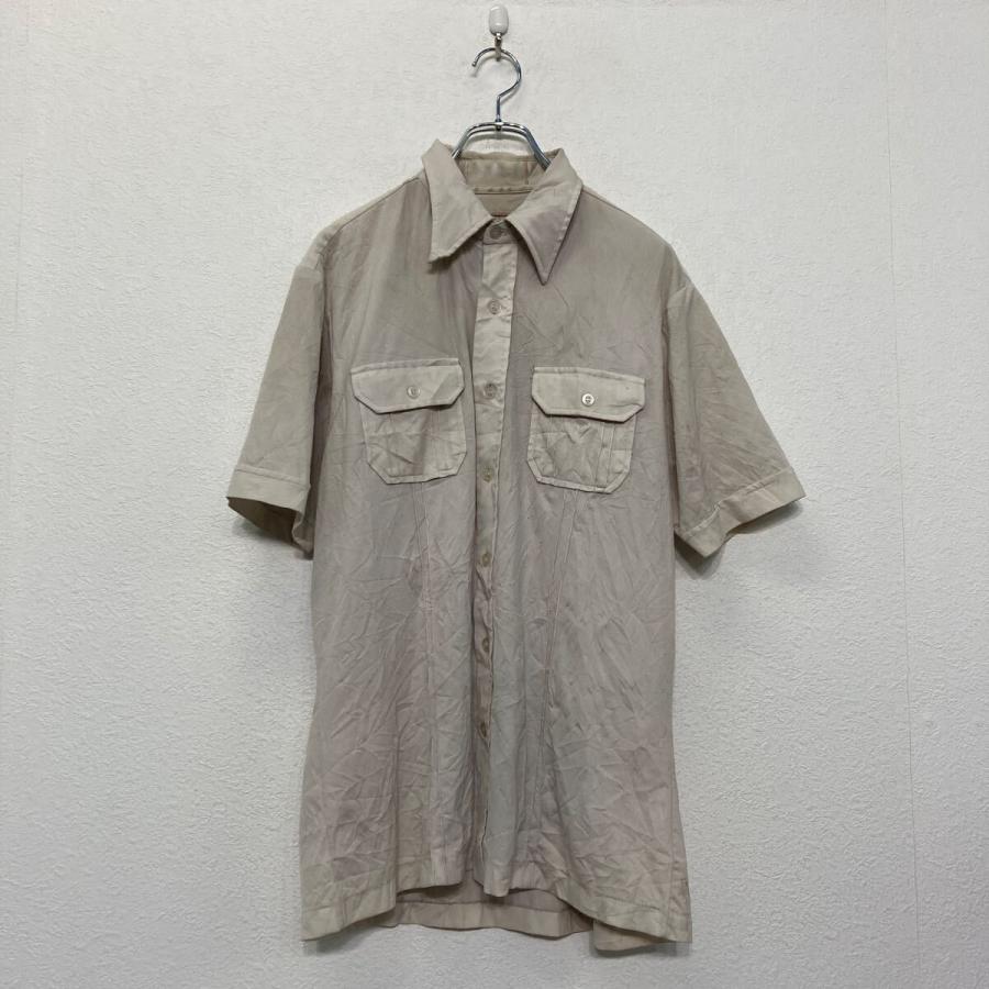 Carl michaels 半袖 無地シャツ L ホワイト ベージュ ボタンダウン