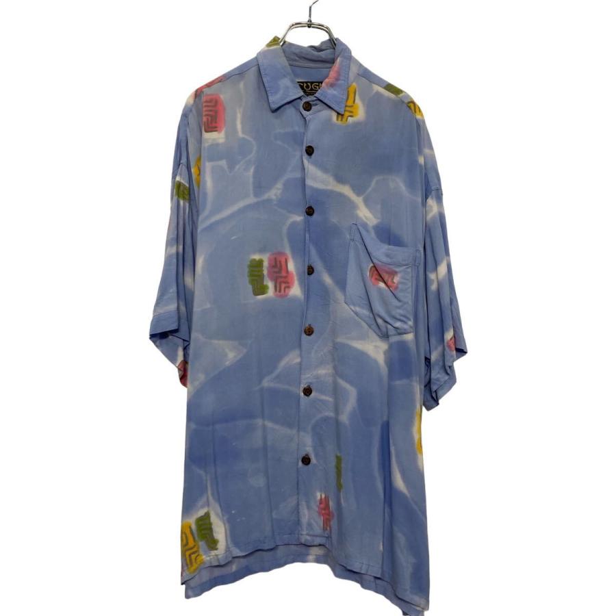 TUGU 半袖 柄 シャツ ONESIZE ビッグサイズ 総柄 ポケット 古着
