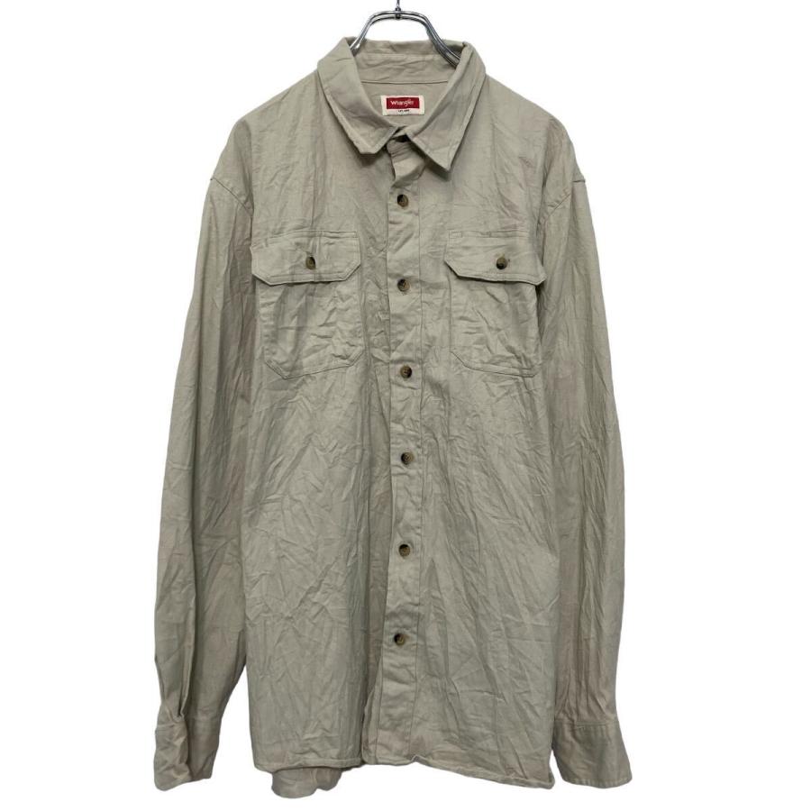 wrangler 長袖 無地 シャツ ラングラー XL ベージュ ビッグサイズ 