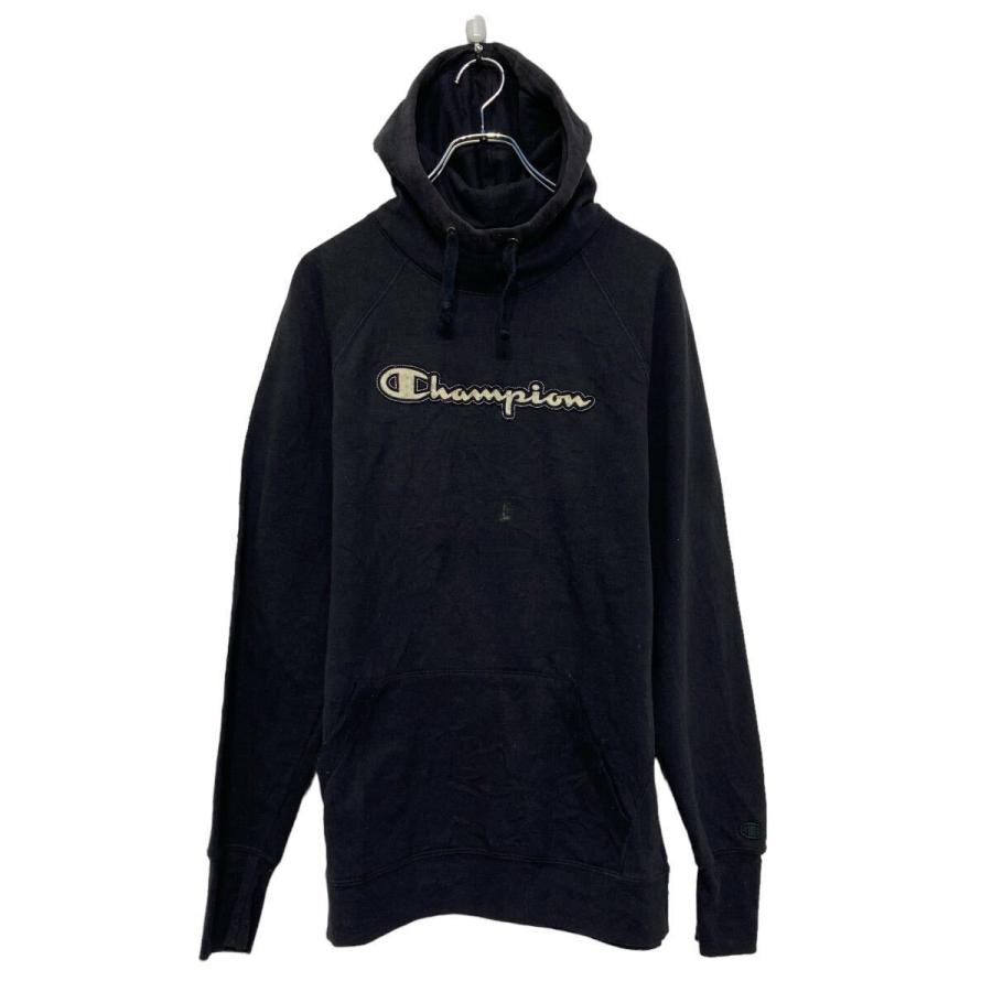 champion プリント スウェット パーカー チャンピオン L ブラック