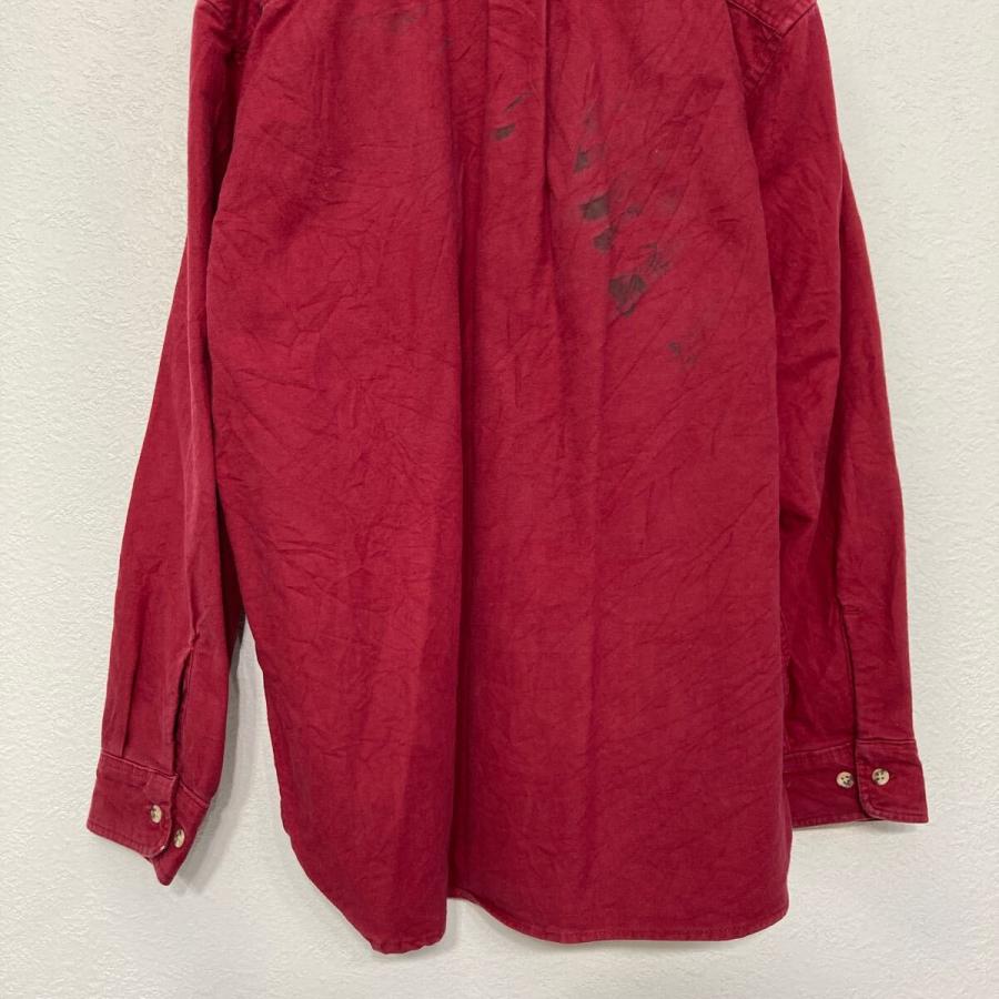 Eddie Bauer 長袖 無地 シャツ エディーバウアー L レッド 80s 90s