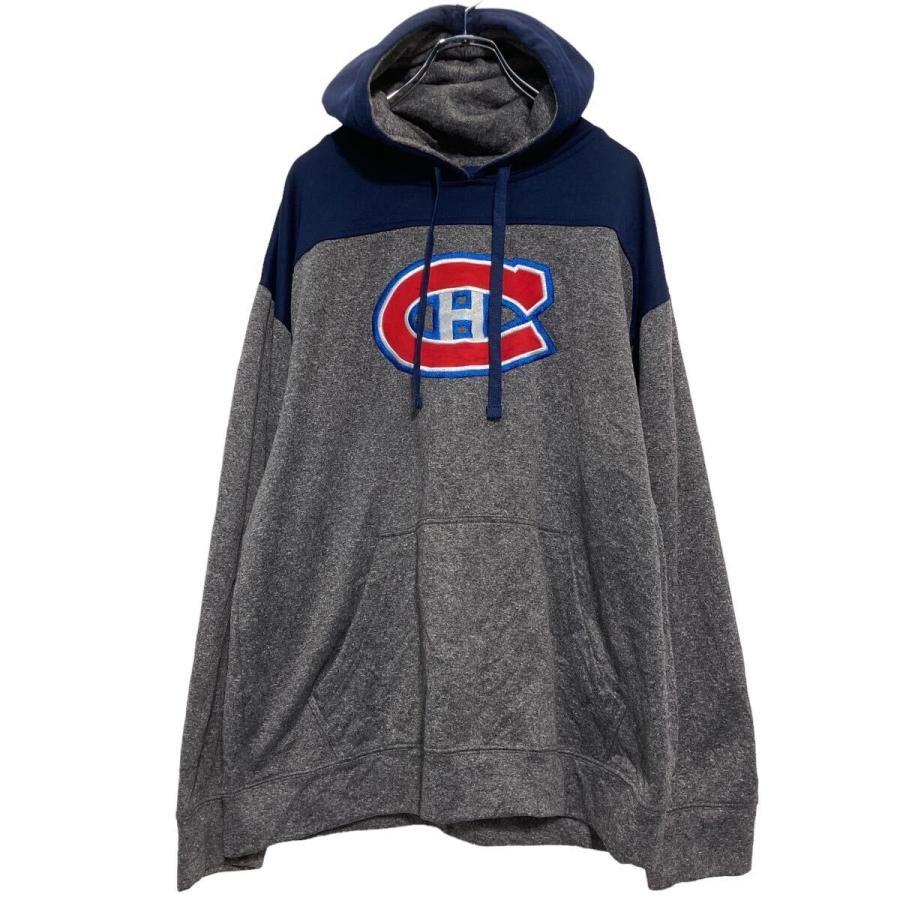 NHL ロゴスウェット パーカー L グレー ネイビー エヌエイチエル