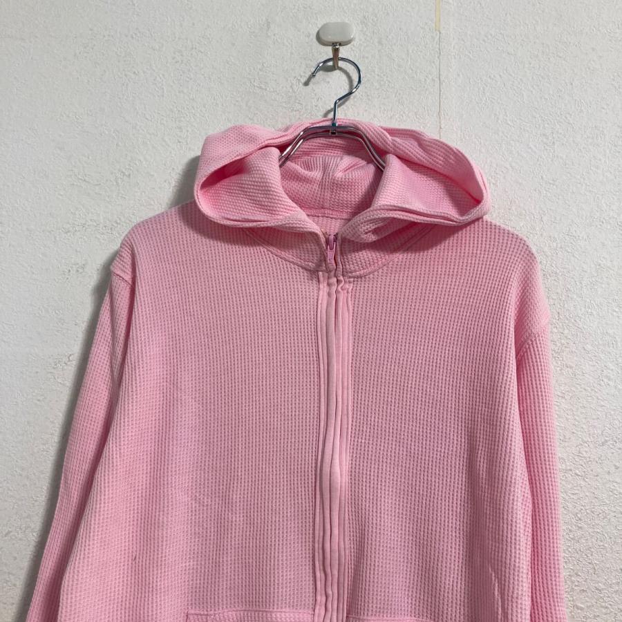 サーマル パーカー L〜 ピンク ジップアップ ワッフル 古着卸
