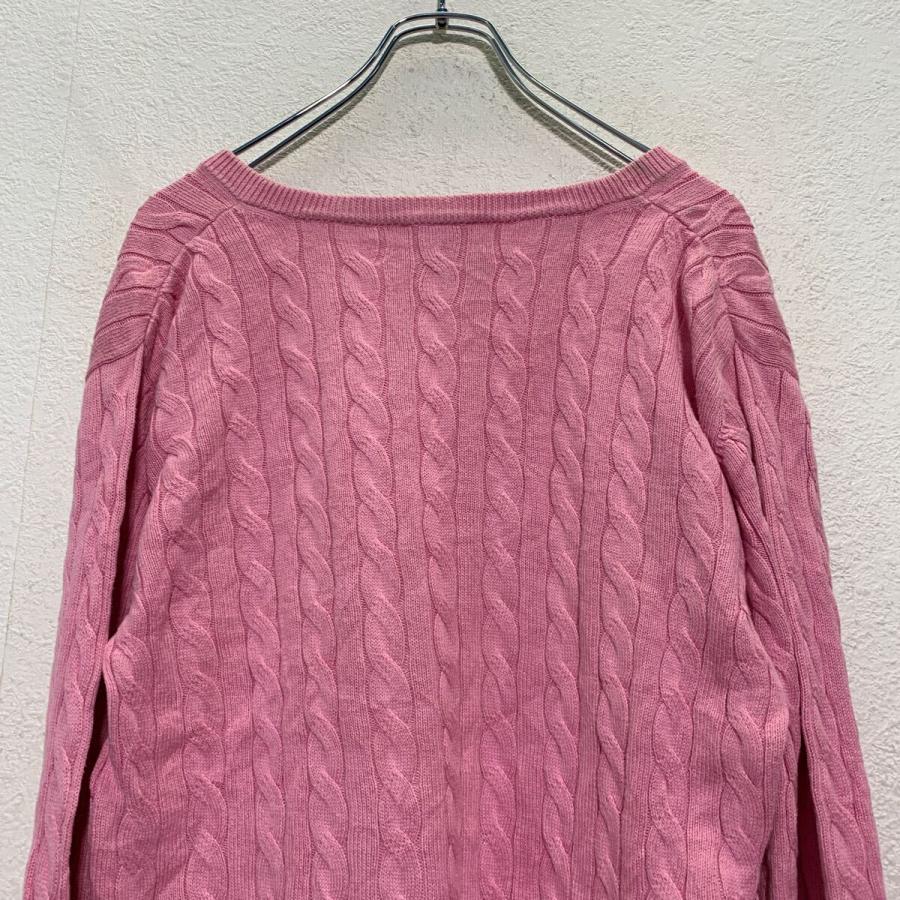 LACOSTE コットン ケーブルニット セーター 2XL〜 レディース ピンク