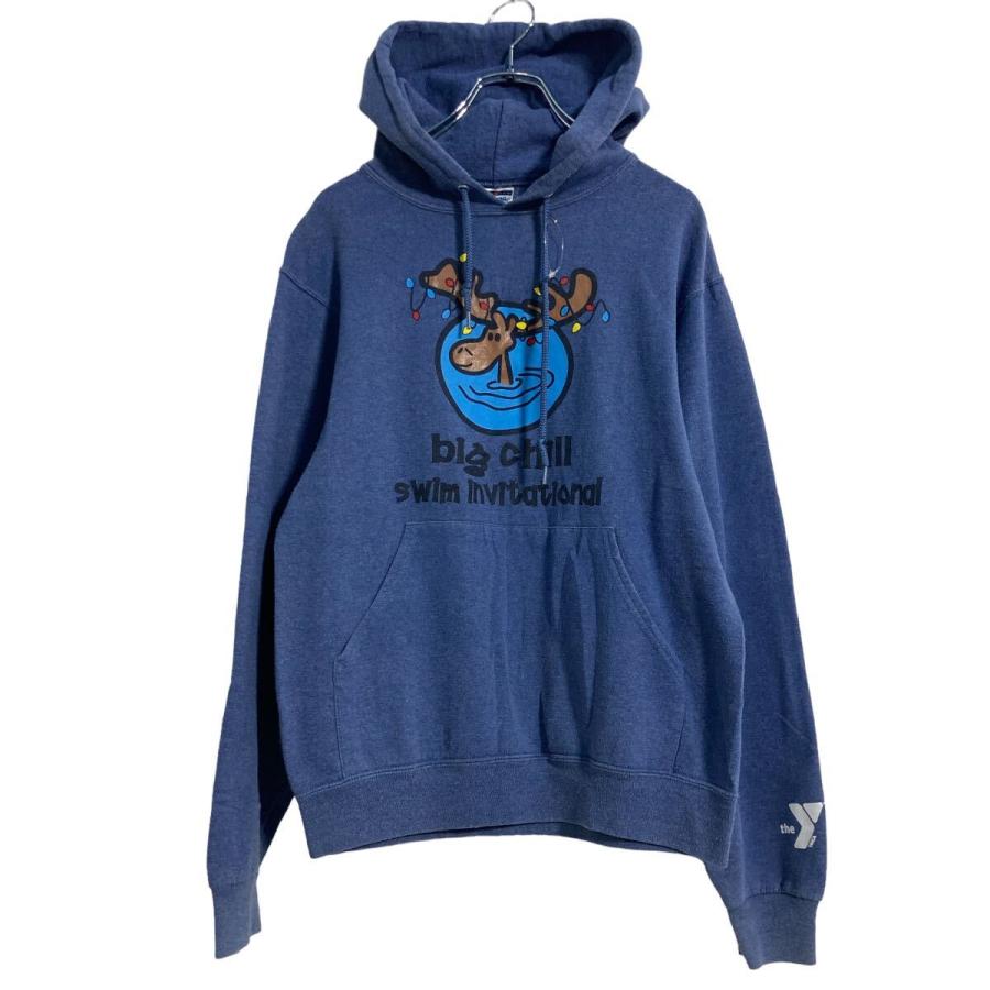 JERZEES プリント スウェット パーカー S くすみブルー ジャージーズ