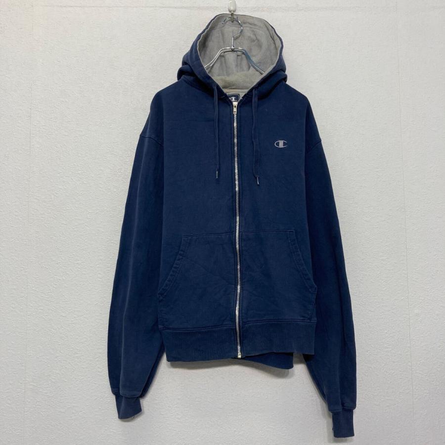 champion プリント スウェット パーカー チャンピオン M ネイビー