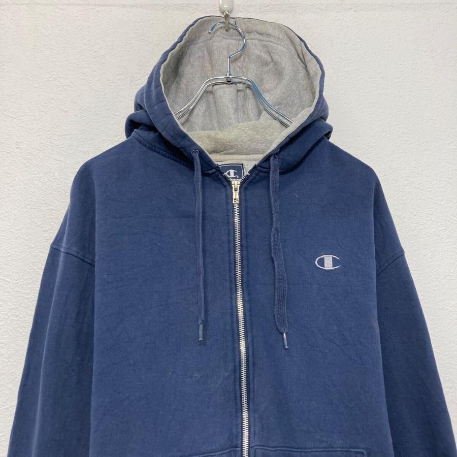 champion プリント スウェット パーカー チャンピオン M ネイビー