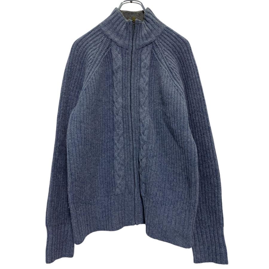 L.L.Bean ジップアップ ケーブルニット セーター XL〜 ブルーグレー 