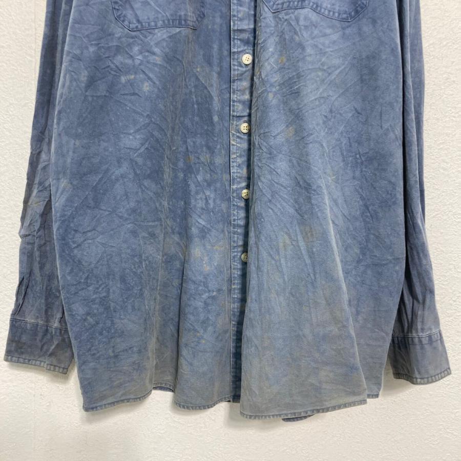 エルエルビーン 2ポケ 長袖シャツ ストレッチ ネイビー 猫目ボタン ミリタリー L.L.Bean 古着 エルエルビーン 長袖 ボタンダウン ヘビーネル