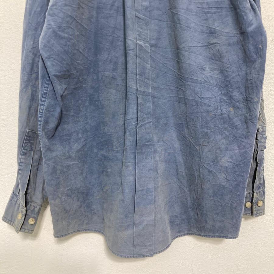 エルエルビーン 2ポケ 長袖シャツ ストレッチ ネイビー 猫目ボタン ミリタリー L.L.Bean 古着 エルエルビーン 長袖 ボタンダウン ヘビーネル