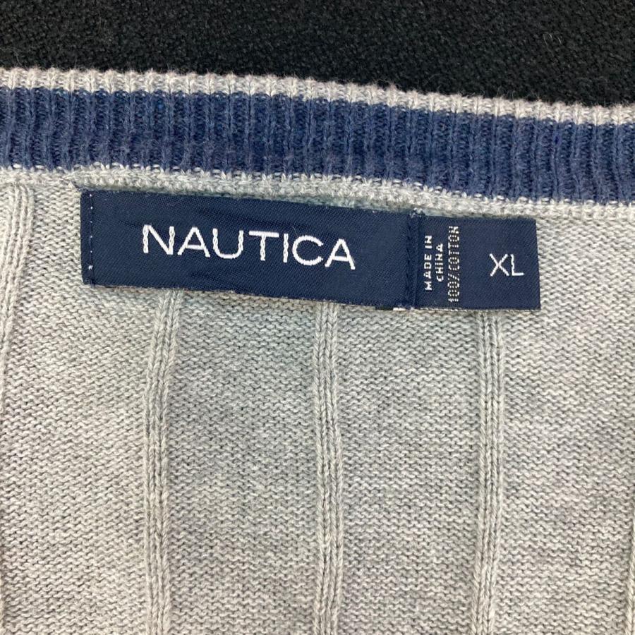 NAUTICA コットンニット セーター XL グレー ノーティカ Vネック ワン 