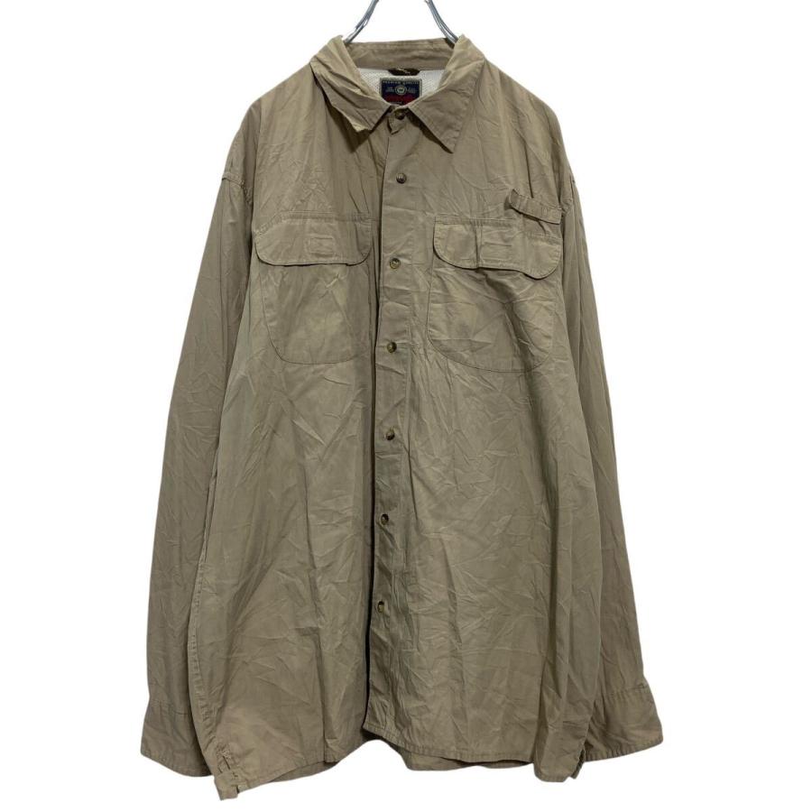 Wrangler 長袖 無地シャツ XL ベージュ ラングラー ダブルポケット 