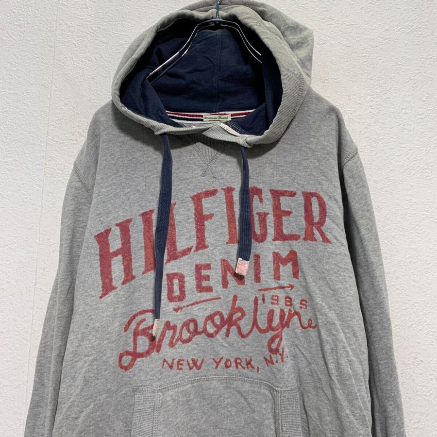 TOMMY HILFIGER プリントスウェット パーカー M グレー トミー 