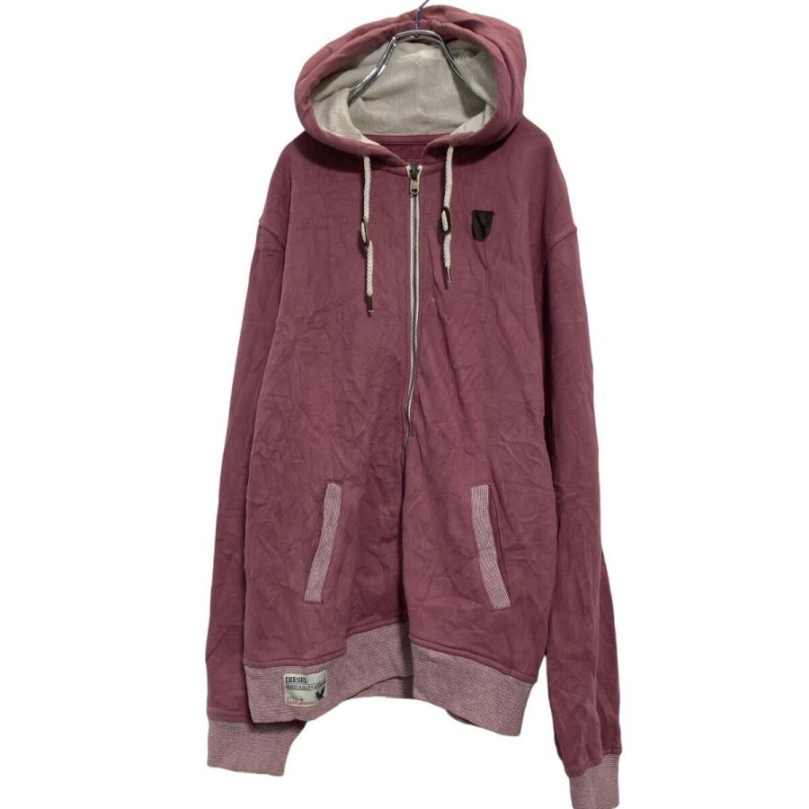 DIESEL JEANS ジップアップ ロゴスウェット パーカー XL ピンク 