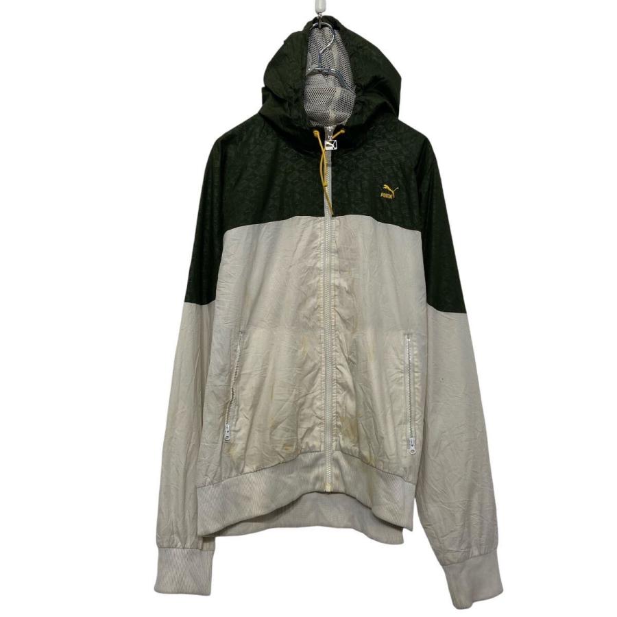 PUMA ナイロン ジャケット プーマ L ホワイト モスグリーン ラグラン
