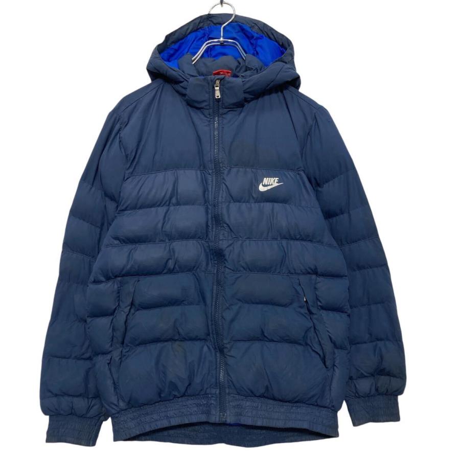 NIKE ナイロン ダウン ジャケット ナイキ XL ネイビー 中綿 フルジップ 