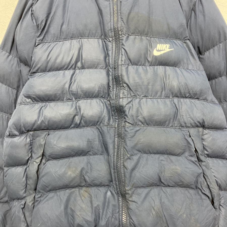 NIKE ナイロン ダウン ジャケット ナイキ XL ネイビー 中綿 フルジップ