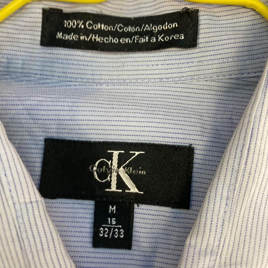 Calvin Klein 長袖 ストライプシャツ M ライトブルー カルバンクライン 