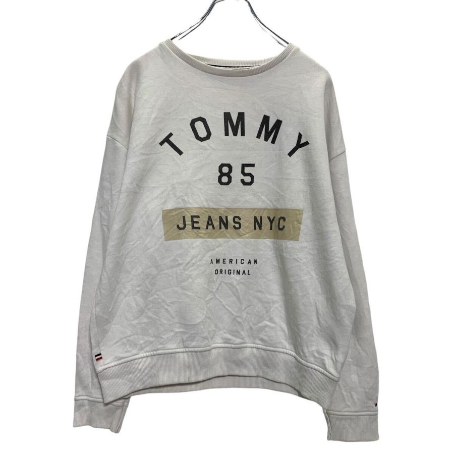 TOMMY JEANS プリントスウェット トレーナー S ホワイト トミー