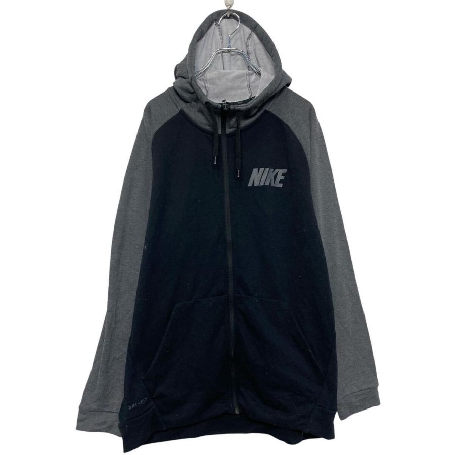 NIKE プリント スウェット パーカー ナイキ L グレー フルジップ
