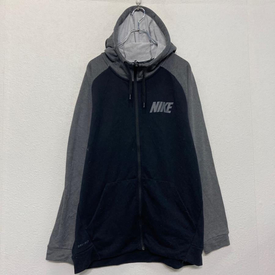 NIKE プリント スウェット パーカー ナイキ L グレー フルジップ