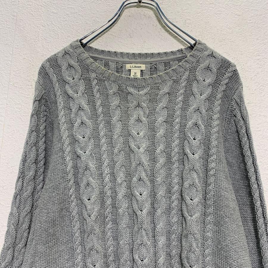 LLBean Byer madeコット 美品 L.L.Bean コットン ケーブルニット セーターM グレー エルエルビーン