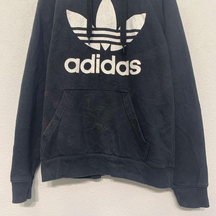 adidas ロゴ スウェット パーカー アディダス M ブラック プルオーバー