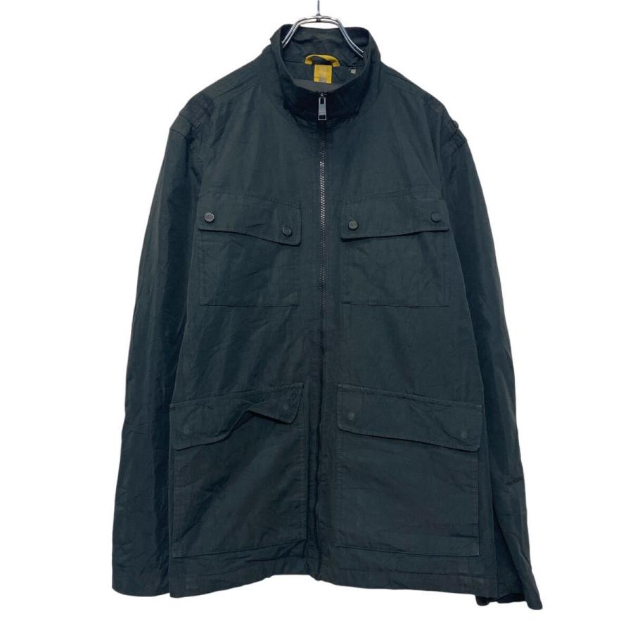 美品 USA古着 ワークジャケット ジップアップブルゾン 黒 L ジャンパー ブルゾン アウター a.p.o.v. ピグメントコットンステッチデザイン