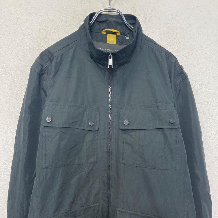 美品 USA古着 ワークジャケット ジップアップブルゾン 黒 L ジャンパー ブルゾン アウター a.p.o.v. ピグメントコットンステッチデザイン