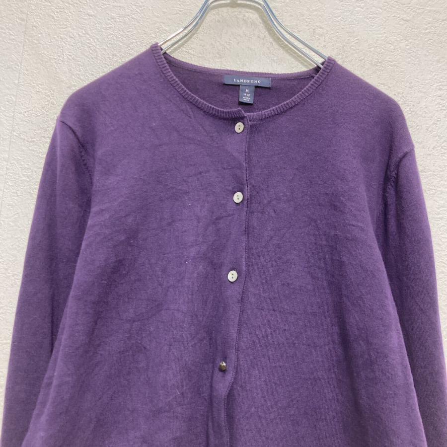LANDS END コットン混紡 ニット セーター カーディガン M レディース