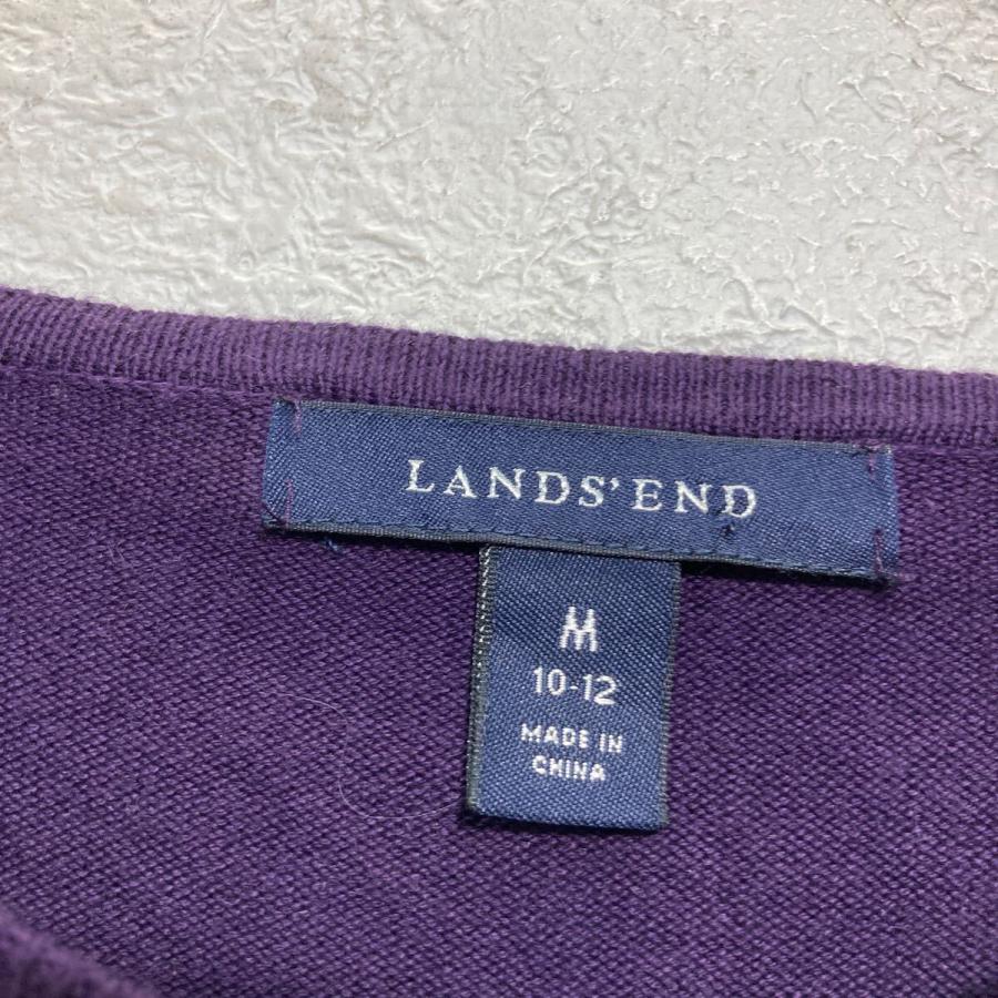 LANDS END コットン混紡 ニット セーター カーディガン M レディース